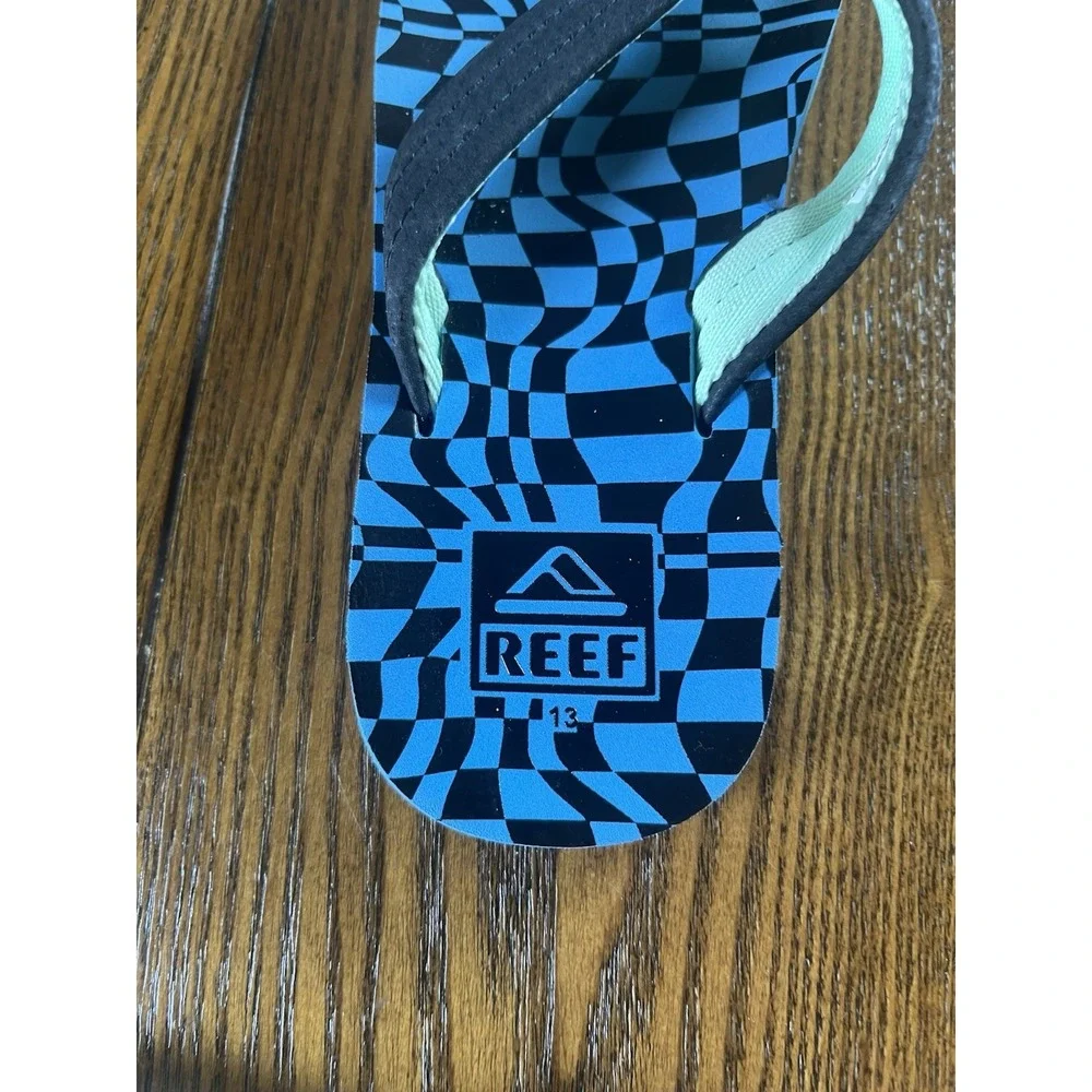 Reef Kids Size 13 Black Turquoise Flip Flop Sandals Beach Vacation